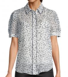 Diane Von Furstenberg Floret Ivory Floral Puff-Sleeve Shirt