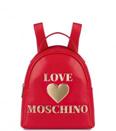 Love Moschino Red Embossed Logo Small Backpack