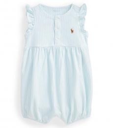 Ralph Lauren Baby Girls Crystal Blue Bubble Shortall