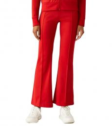 Red Double Knit Flare Track Pants
