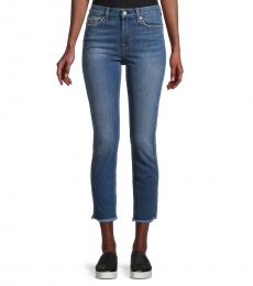 7 For All Mankind Blue Mid-Rise Cropped Jeans