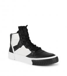 Black White Leather High Top Sneakers