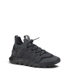 Black Grey Fabric Sock Sneakers