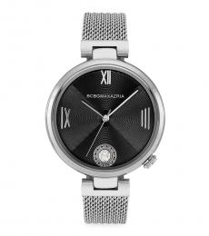 Silver Black Dial Watch