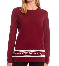 Michael Kors Maroon Crewneck Long sleeves T-Shirt