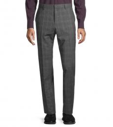 Hugo Boss Grey Genius Slim-Fit Plaid Wool-Blend Dress Pants