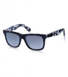 Diesel Black & White Camo Print Square Sunglasses