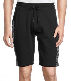 Cavalli Class Black Logo Striped Shorts