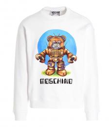 Moschino White Robot Teddy Crewneck Sweatshirt