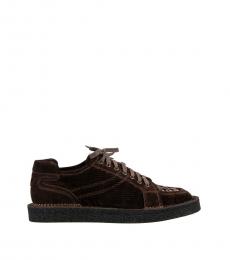 Dolce & Gabbana Dark Brown Low-Top Cord Sneaker