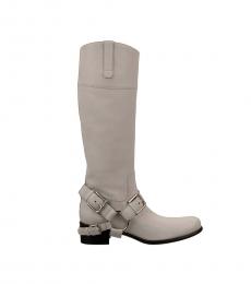 Dolce & Gabbana White Biker Buckles Boots