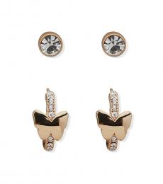 DKNY Golden Butterfly And Stud Earrings Set