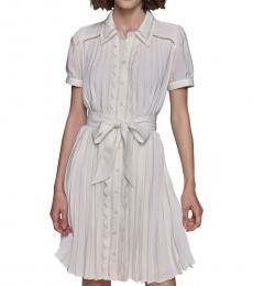 Karl Lagerfeld White Point Collar Belted Minidress