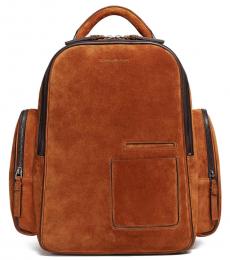 Ermenegildo Zegna Brown Solid Large Backpack