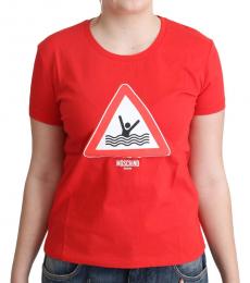Moschino Red Cotton Print T-shirt