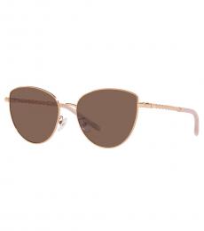 Tory Burch Rose Gold Solid Brown Cat Eye Sunglasses