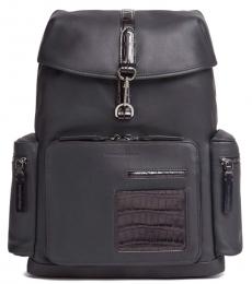 Ermenegildo Zegna Black Solid Large Backpack
