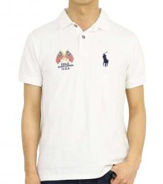 Ralph Lauren White Slim Fit Usa Flag Polo