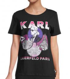Karl Lagerfeld Black Retro Graphic T-Shirt