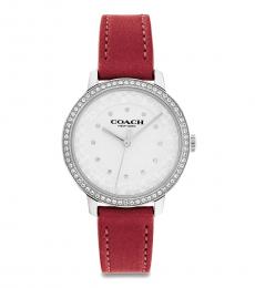 Coach Red Silver Dial Rayden Watch