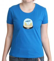 Moschino Light Blue Cotton Print T-shirt
