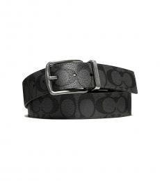 Coach Charcoal-Black Wide Harness Reversible Belt