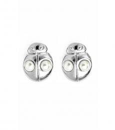 Silver Ladybug Stud Earrings