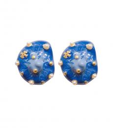 Tory Burch Blue Spiral Snail Shell Earrings