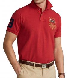 Ralph Lauren Red Slim Fit Big Triple Pony Polo