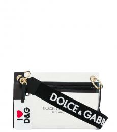 Dolce & Gabbana Black Printed Logo Medium Shoulder Bag
