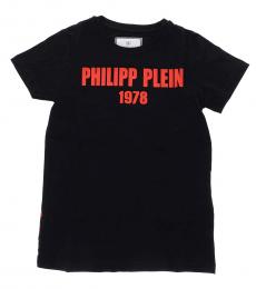 Philipp Plein Boys Black Crew Neck Logo T-Shirt