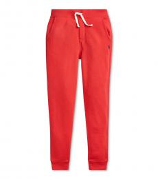 Boys Red Fleece Jogger Pants