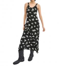 Coach Black Long Floral Ruffle Dress