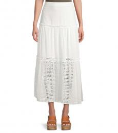 Off White Eyelet Tiered Skirt