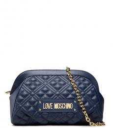 Love Moschino Navy Blue Quilted Medium Crossbody Bag