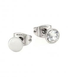 Silver Mismatched Crystal Stud Earrings