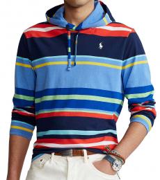 Ralph Lauren Newport Navy Multi Striped Jersey Hooded T-Shirt