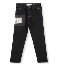 Philipp Plein Boys Black Stretch Regular Fit Jeans