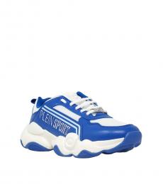 Philipp Plein Blue Bold Logo Sneakers