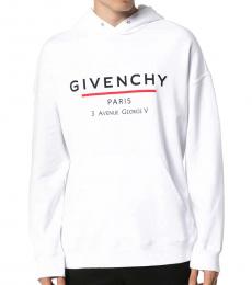 Givenchy White Logo Print Cotton Hoodie
