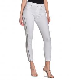 7 For All Mankind White Side Stripe High-Rise Jeans