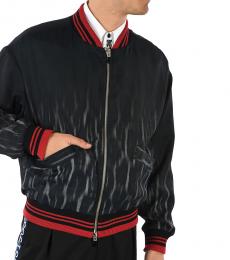 Just Cavalli Black Animal Printed Bomber Jacket