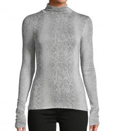BCBGMaxazria Grey Frost Printed Long-Sleeve Top