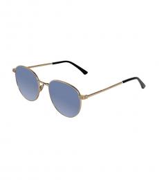 Jimmy Choo Gold-Blue Gradient Round Sunglasses