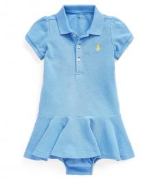 Ralph Lauren Baby Girls Blue Pique Polo Dress