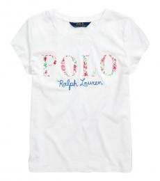 Ralph Lauren Girls White Logo Jersey T-Shirt