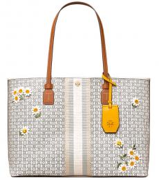 Tory Burch New Ivory Gemini Link Applique Large Tote