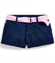 Ralph Lauren Little Girls French Navy Belted Chino Shorts