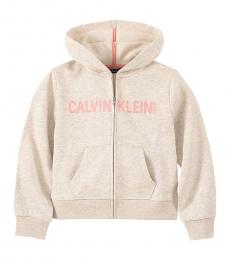 Calvin Klein Little Girls Oatmeal Full Zip Hoodie