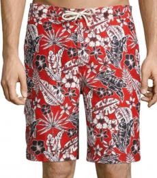 Tommy Bahama Red Baja Forte Floral-Print Swim Trunks